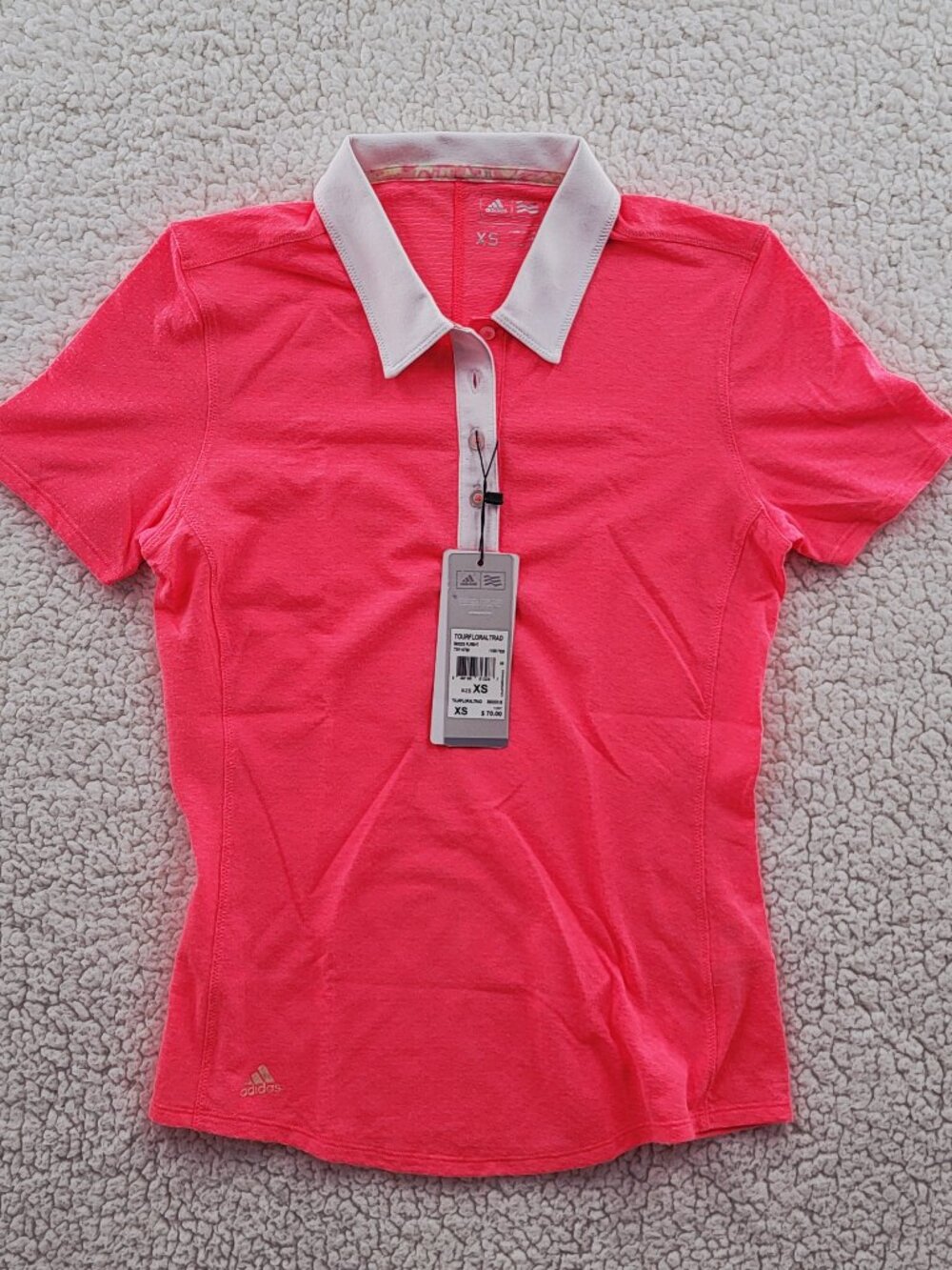 adidas Womens Pink Tour Floral Polo Shirt Size X-Small